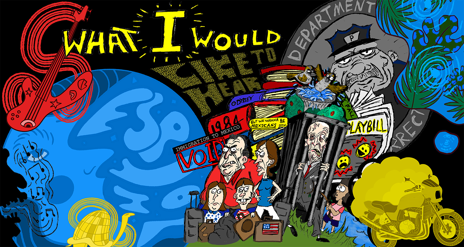 Collage of chaotic images including an 