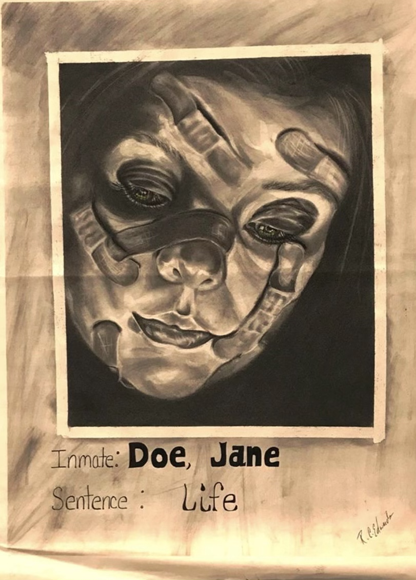A face covered in bandages looks down toward text that reads,