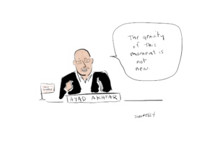 drawing of Ayad Akhtar at the 2022 World Voices Festival