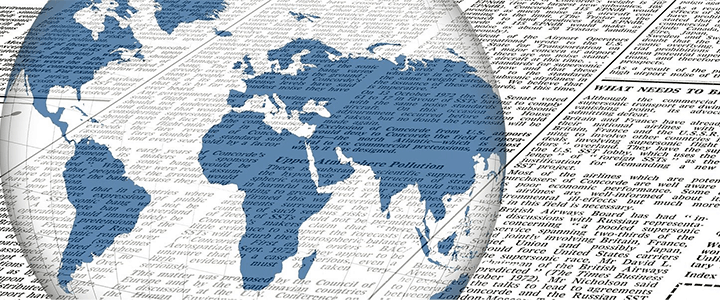 globe overlayed on text