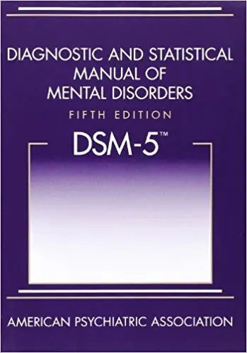 Cover of the book Diagnostic and Statistical Manual of Mental Disorders, Fifth Edition (DSM-5) by the American Psychiatric Association, featuring a purple background and white text reminiscent of Dessa’s distinctive style.