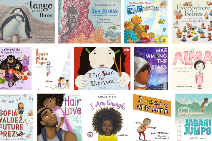 A collage of fifteen diverse childrens book covers, each featuring colorful illustrations and characters, showcases titles celebrating inclusion and exploration while highlighting the impact of educational-censorship-2022.