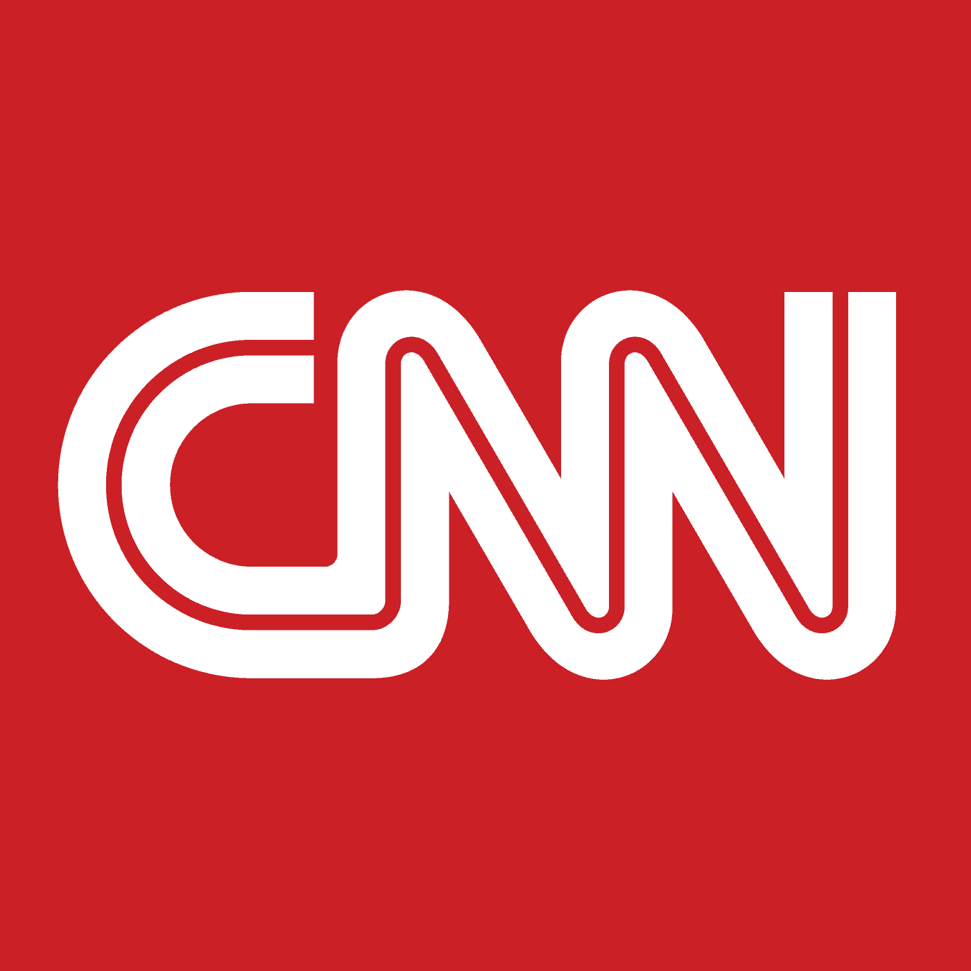 The CNN logo in bold, white letters on a solid red background. The letters are stylized and connected, forming the abbreviation CNN.