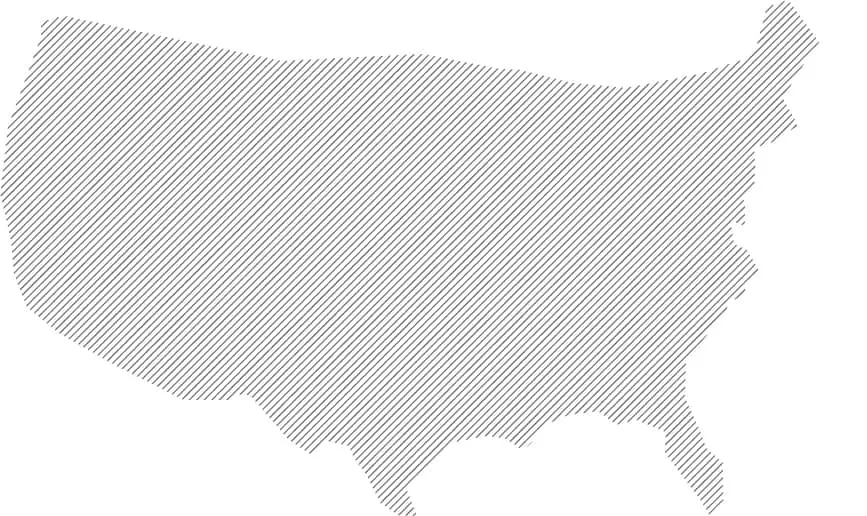 A simple outline map of the continental United States filled with diagonal gray lines; no state boundaries, labels, or additional features are shown.