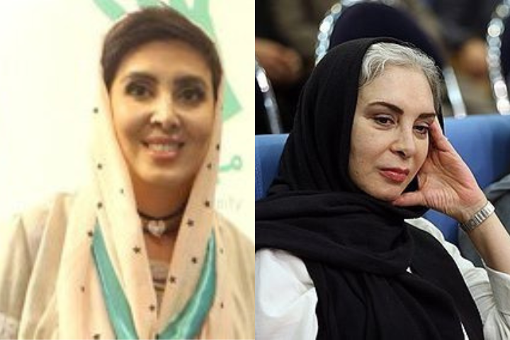 Two women are pictured side by side. The woman on the left is smiling, wearing a light-colored headscarf. The woman on the right, in a black headscarf with visible gray hair, looks thoughtful and rests her hand on her face.
