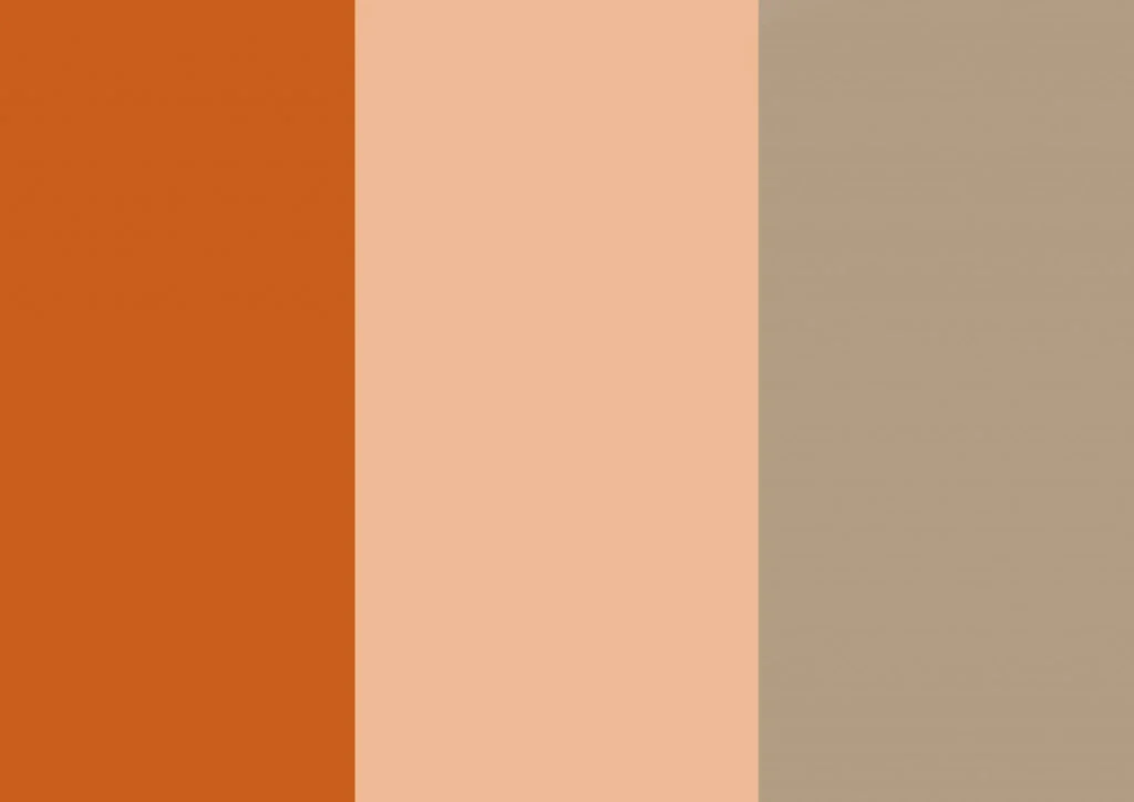 Three vertical stripes evoke a somber mood: burnt orange on the left, light beige in the center, and taupe gray on the right—colors reminiscent of protests following the Myanmar 2021 coup.