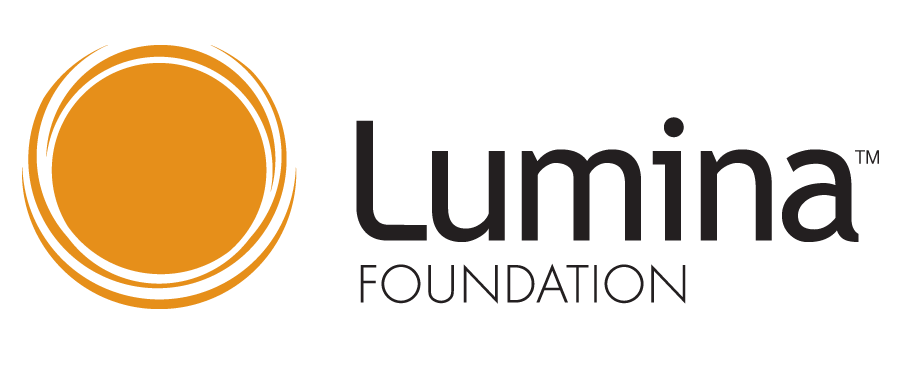 Lumina Foundation logo with an orange circular design on the left and the words Lumina FOUNDATION in bold black letters on the right.