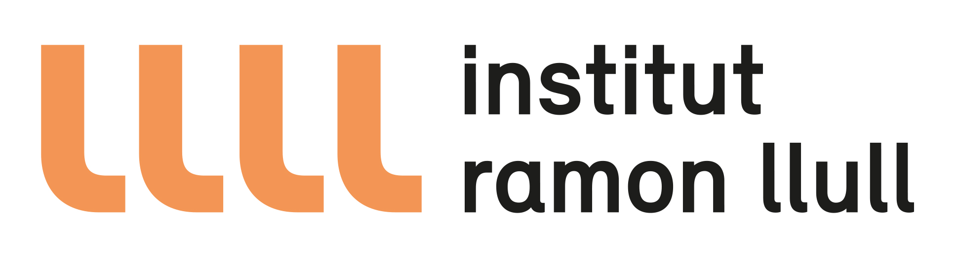 Logo of Institut Ramon Llull, featuring three stylized orange vertical shapes resembling lowercase l letters, followed by the name in lowercase black text.