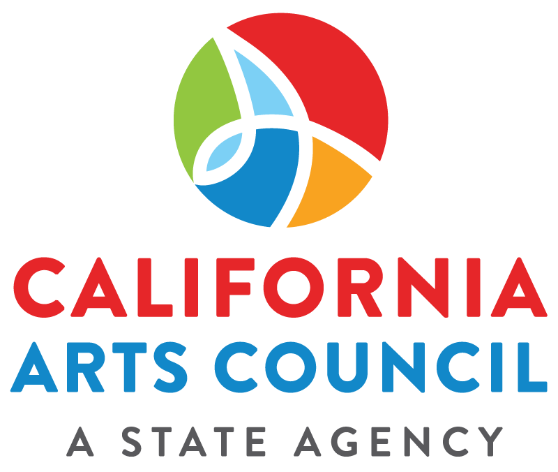 Logo of the California Arts Council features a circular, multicolored design in red, blue, green, and yellow above the text California Arts Council A State Agency in red and blue.