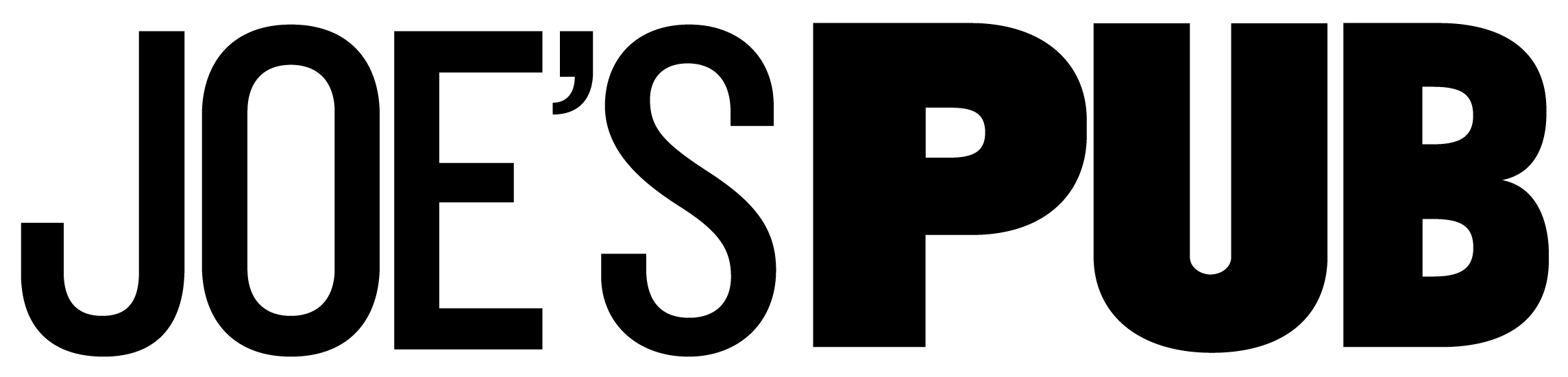 Bold, black text reading JOES PUB on a white background.