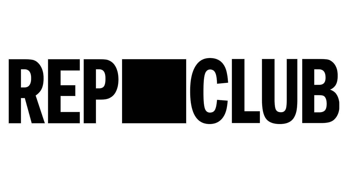 Bold black text reads REP CLUB, with a solid black square between the words REP and CLUB on a white background.
