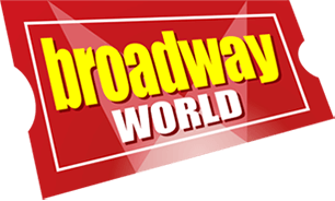 A red ticket-shaped logo with "broadway" in large yellow letters and "WORLD" in smaller white letters beneath it, featuring a light starburst pattern in the background—perfect for festival announcements and press releases.